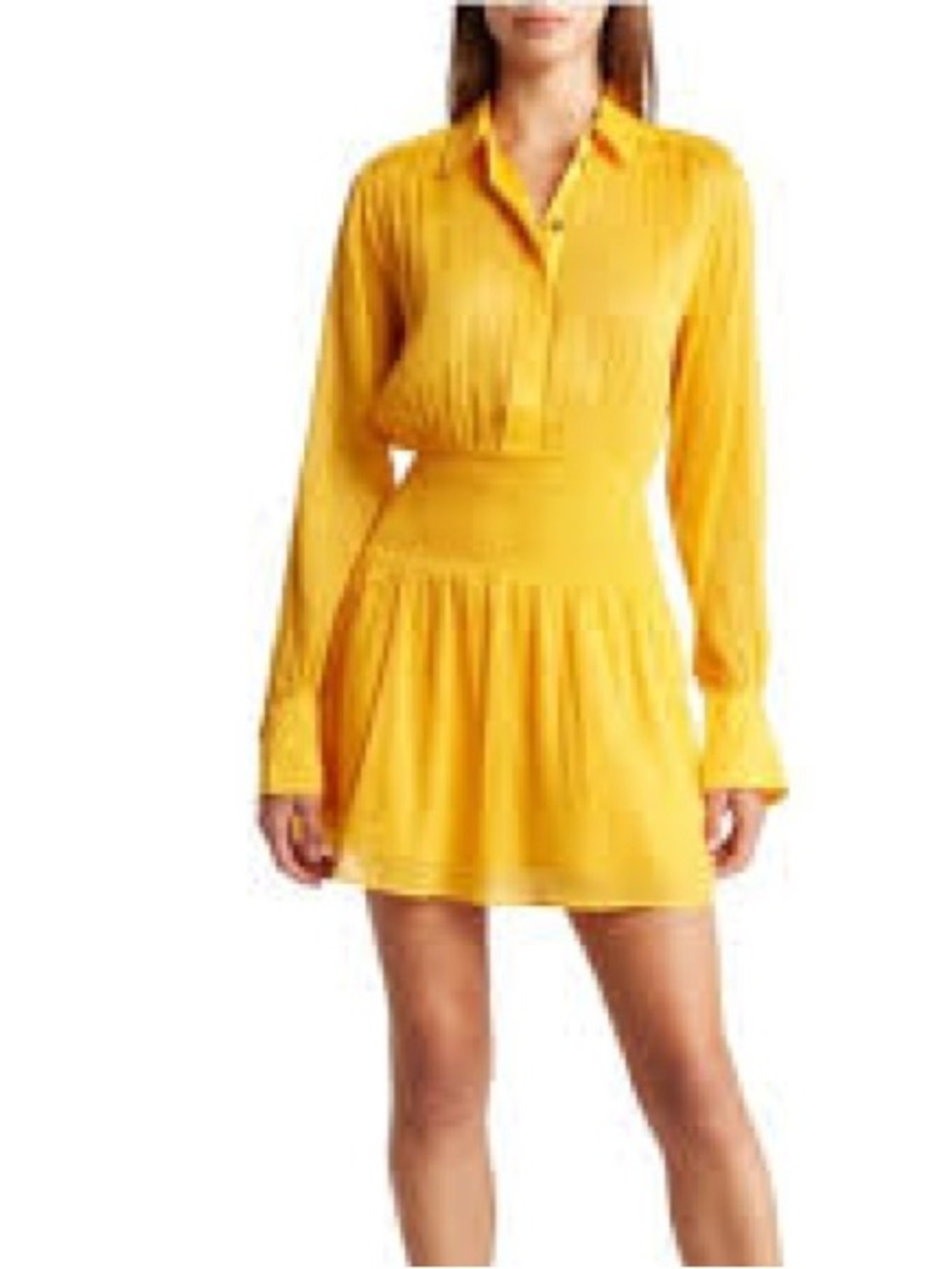 Rag & Bone Yellow Fit and Flare Shirt Dress Size M NWT Collared Mini Long Sleeve